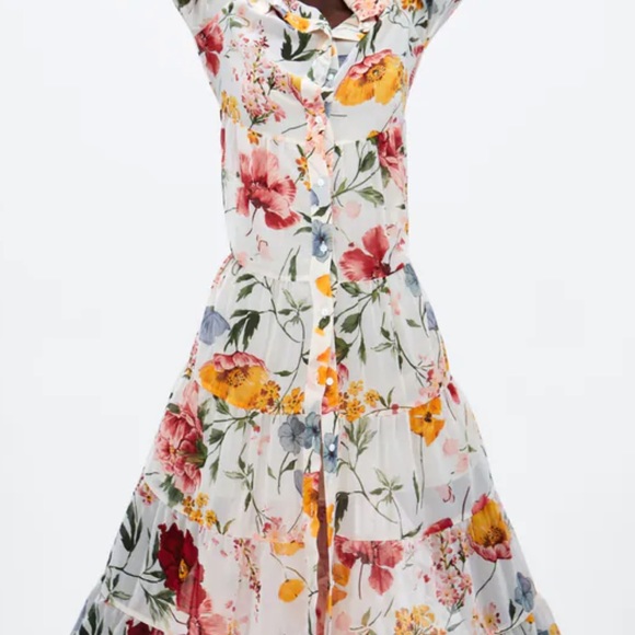 NWT Long Sleeve Tiered Zara Floral Dress - Picture 3 of 14